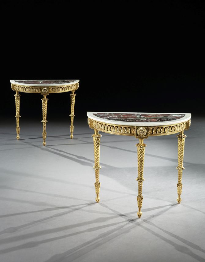 A pair of demi-lune giltwood side tables | MasterArt